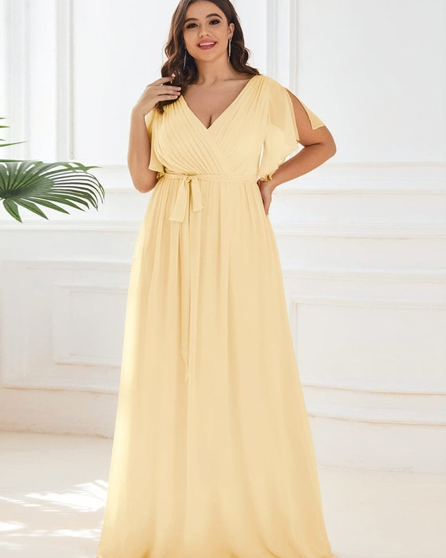 Natalia | A-Line V-Neck Flutter Sleeve Wedding Guest Dress