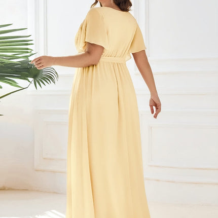 Natalia | A-Line V-Neck Flutter Sleeve Wedding Guest Dress