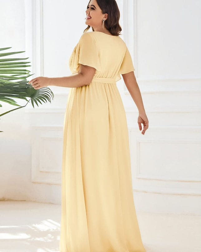 Natalia | A-Line V-Neck Flutter Sleeve Wedding Guest Dress