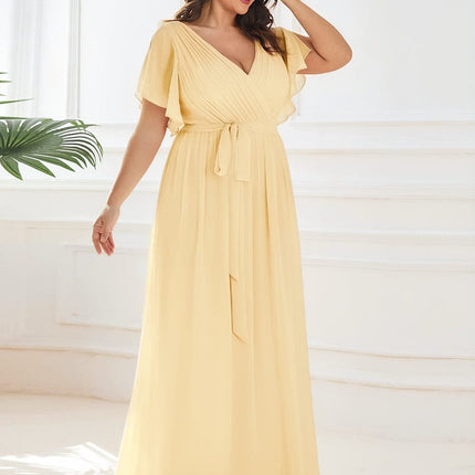 Natalia | A-Line V-Neck Flutter Sleeve Wedding Guest Dress