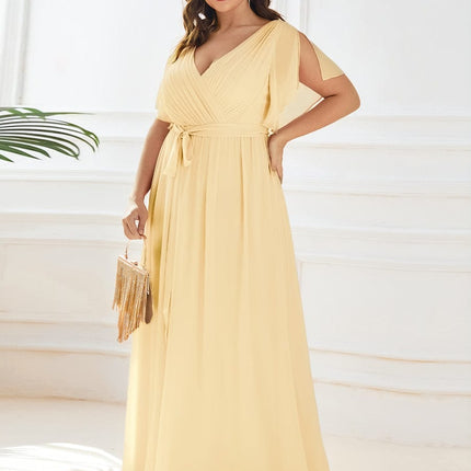 Natalia | A-Line V-Neck Flutter Sleeve Wedding Guest Dress