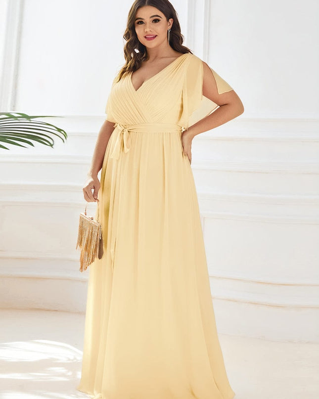 Natalia | A-Line V-Neck Flutter Sleeve Wedding Guest Dress