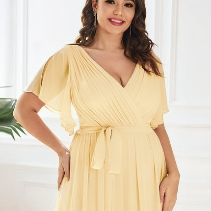 Natalia | A-Line V-Neck Flutter Sleeve Wedding Guest Dress
