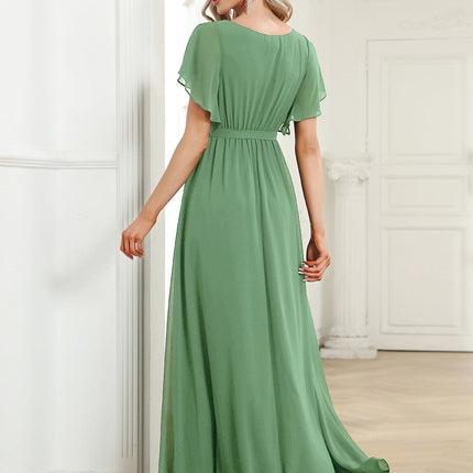 Natalia | A-Line V-Neck Flutter Sleeve Wedding Guest Dress