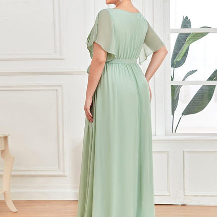 Natalia | A-Line V-Neck Flutter Sleeve Wedding Guest Dress