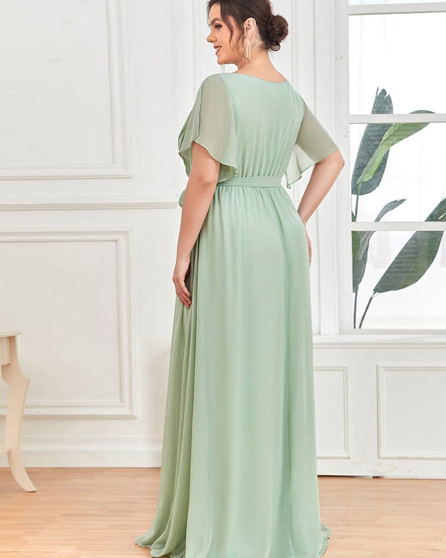 Natalia | A-Line V-Neck Flutter Sleeve Wedding Guest Dress