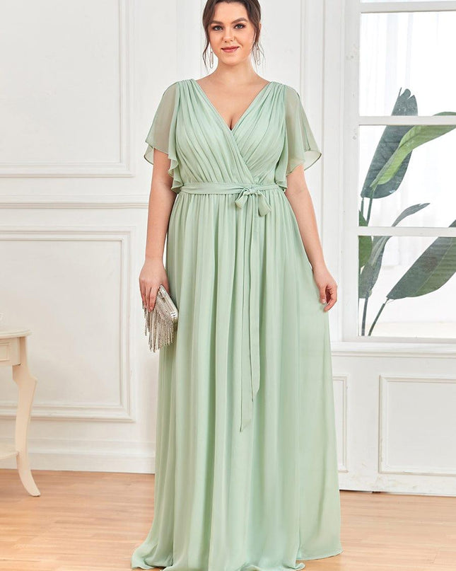 Natalia | A-Line V-Neck Flutter Sleeve Wedding Guest Dress