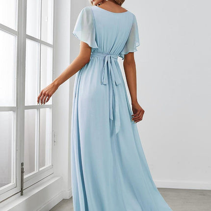 Natalia | A-Line V-Neck Flutter Sleeve Wedding Guest Dress