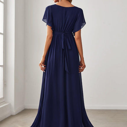 Natalia | A-Line V-Neck Flutter Sleeve Wedding Guest Dress