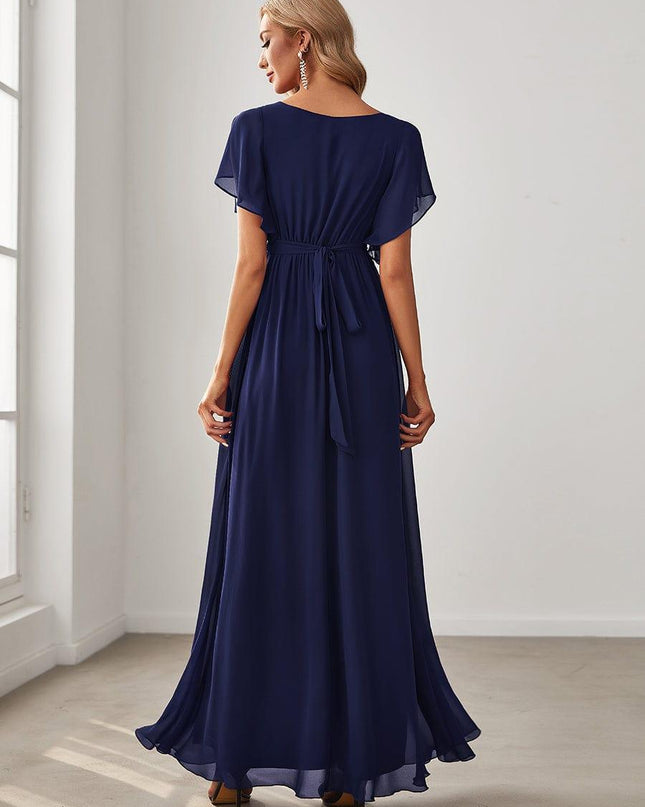 Natalia | A-Line V-Neck Flutter Sleeve Wedding Guest Dress