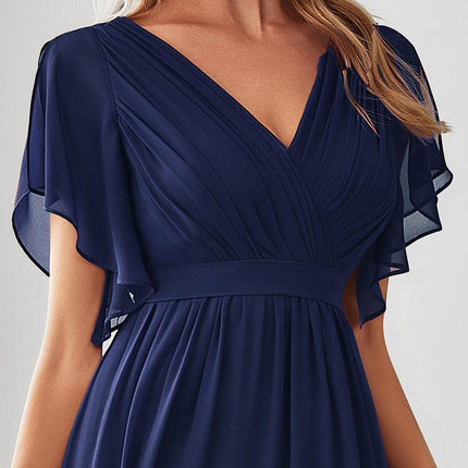 Natalia | A-Line V-Neck Flutter Sleeve Wedding Guest Dress