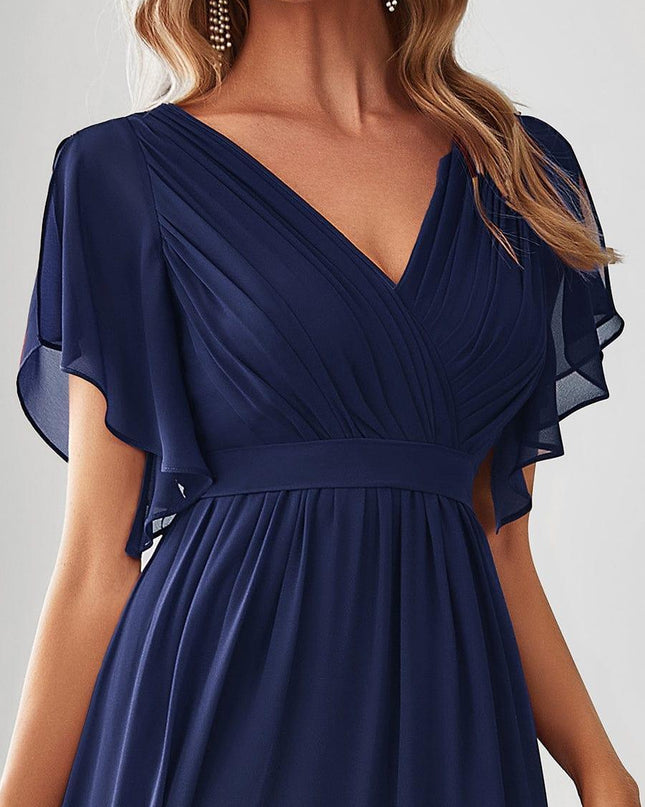 Natalia | A-Line V-Neck Flutter Sleeve Wedding Guest Dress