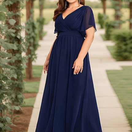 Natalia | A-Line V-Neck Flutter Sleeve Wedding Guest Dress