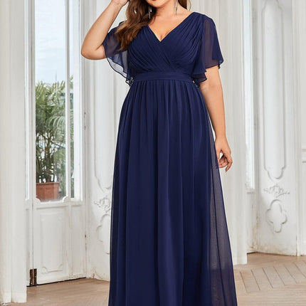 Natalia | A-Line V-Neck Flutter Sleeve Wedding Guest Dress