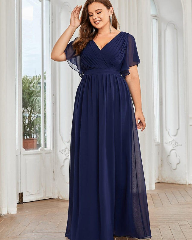 Natalia | A-Line V-Neck Flutter Sleeve Wedding Guest Dress