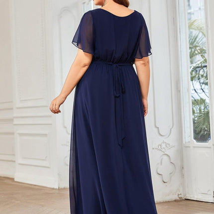 Natalia | A-Line V-Neck Flutter Sleeve Wedding Guest Dress