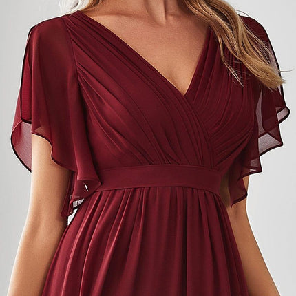 Natalia | A-Line V-Neck Flutter Sleeve Wedding Guest Dress