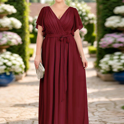 Natalia | A-Line V-Neck Flutter Sleeve Wedding Guest Dress