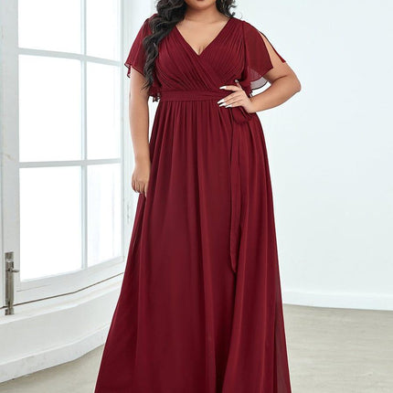Natalia | A-Line V-Neck Flutter Sleeve Wedding Guest Dress