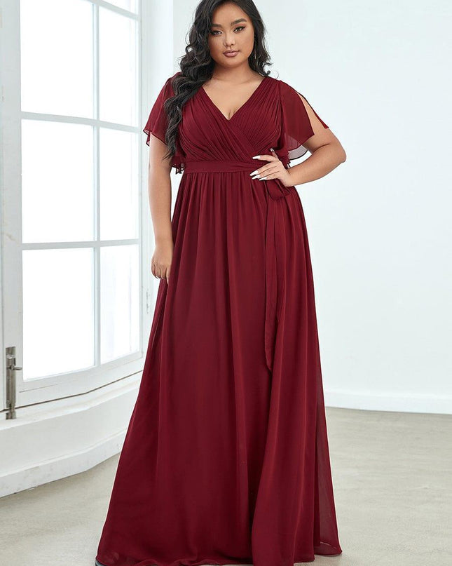 Natalia | A-Line V-Neck Flutter Sleeve Wedding Guest Dress