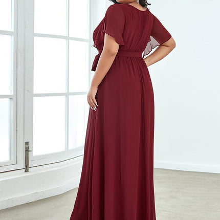 Natalia | A-Line V-Neck Flutter Sleeve Wedding Guest Dress