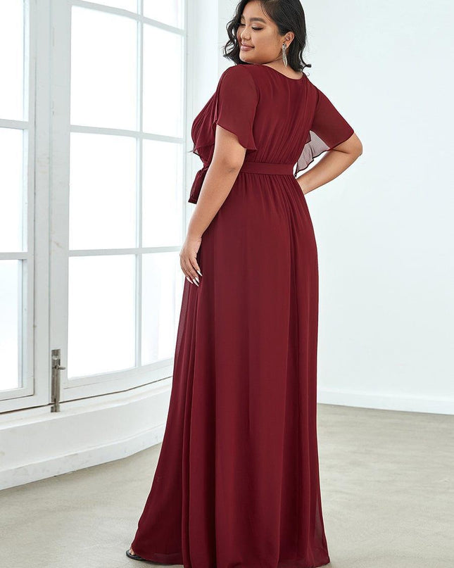 Natalia | A-Line V-Neck Flutter Sleeve Wedding Guest Dress