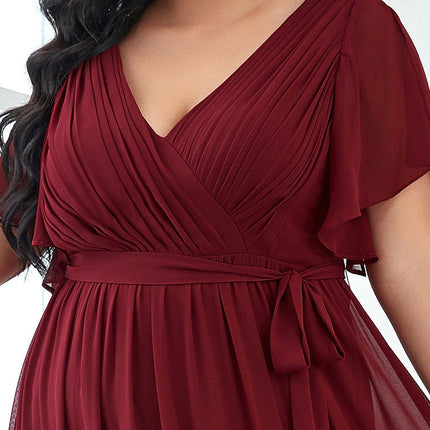 Natalia | A-Line V-Neck Flutter Sleeve Wedding Guest Dress