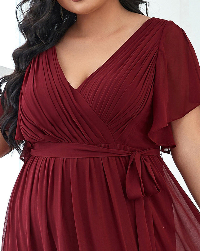 Natalia | A-Line V-Neck Flutter Sleeve Wedding Guest Dress