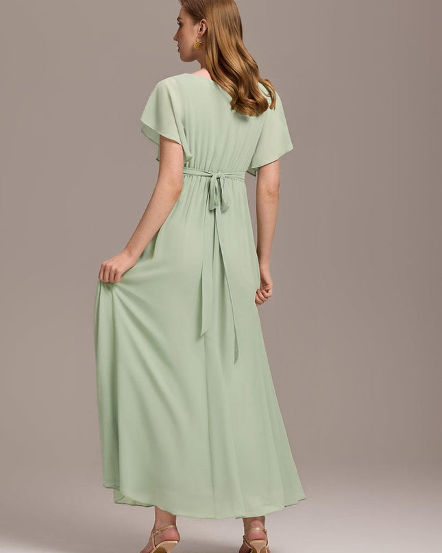 Natalia | A-Line V-Neck Flutter Sleeve Wedding Guest Dress