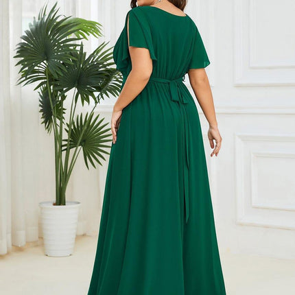 Natalia | A-Line V-Neck Flutter Sleeve Wedding Guest Dress