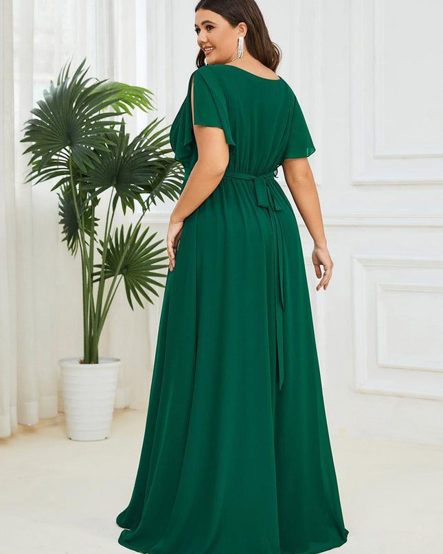 Natalia | A-Line V-Neck Flutter Sleeve Wedding Guest Dress