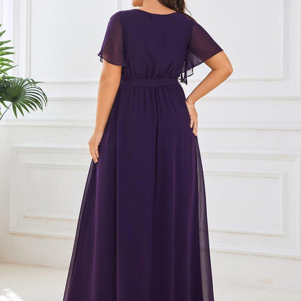 Natalia | A-Line V-Neck Flutter Sleeve Wedding Guest Dress