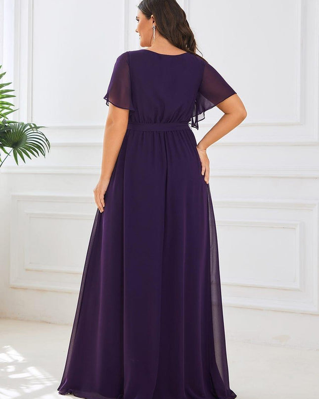 Natalia | A-Line V-Neck Flutter Sleeve Wedding Guest Dress