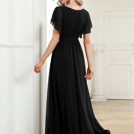 Natalia | A-Line V-Neck Flutter Sleeve Wedding Guest Dress