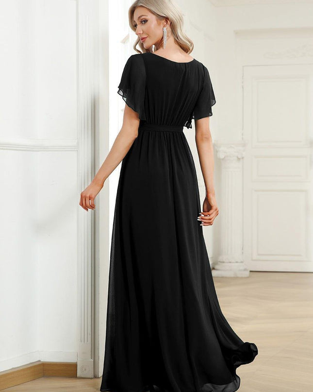 Natalia | A-Line V-Neck Flutter Sleeve Wedding Guest Dress