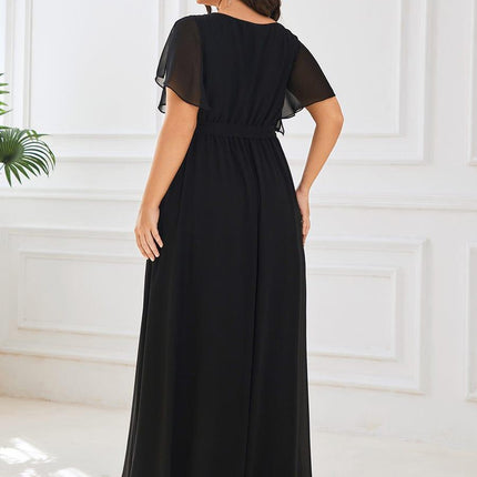 Natalia | A-Line V-Neck Flutter Sleeve Wedding Guest Dress