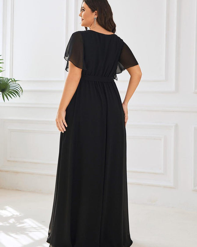Natalia | A-Line V-Neck Flutter Sleeve Wedding Guest Dress
