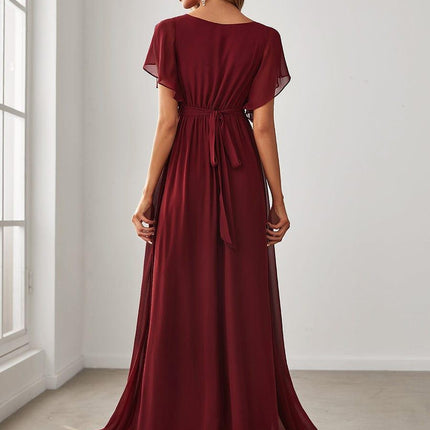 Natalia | A-Line V-Neck Flutter Sleeve Wedding Guest Dress