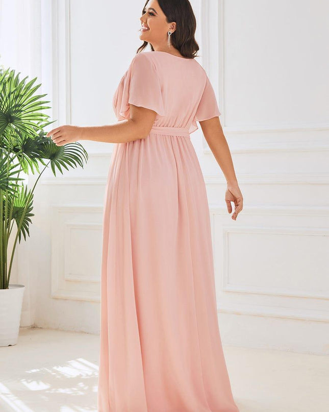 Natalia | A-Line V-Neck Flutter Sleeve Wedding Guest Dress