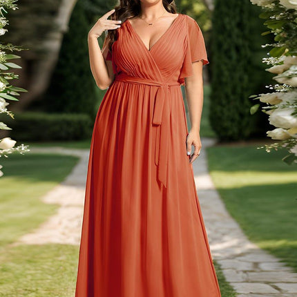 Natalia | A-Line V-Neck Flutter Sleeve Wedding Guest Dress
