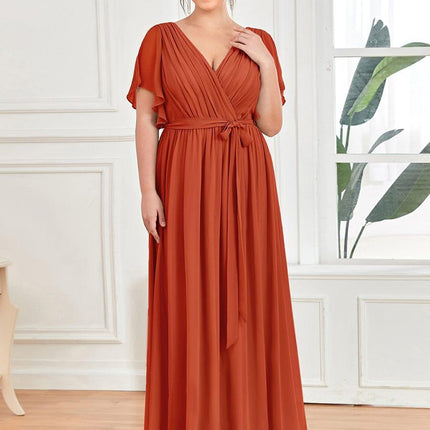 Natalia | A-Line V-Neck Flutter Sleeve Wedding Guest Dress