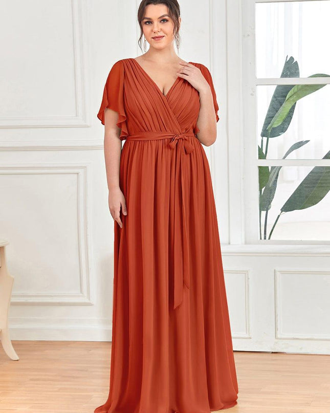 Natalia | A-Line V-Neck Flutter Sleeve Wedding Guest Dress