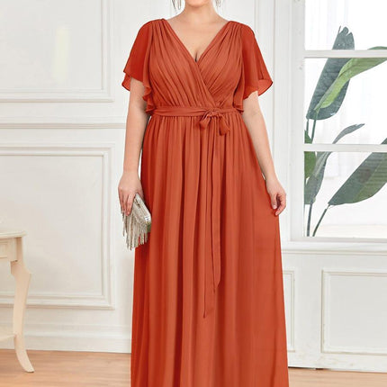 Natalia | A-Line V-Neck Flutter Sleeve Wedding Guest Dress