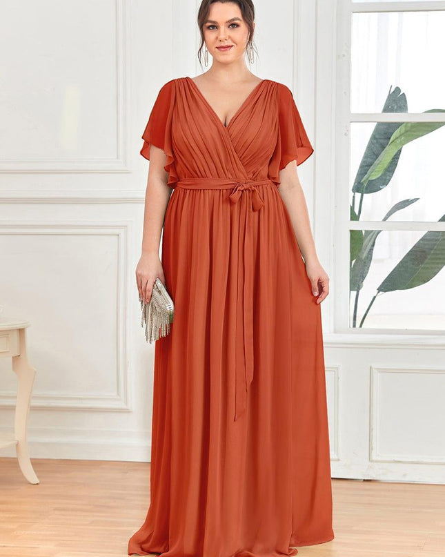 Natalia | A-Line V-Neck Flutter Sleeve Wedding Guest Dress