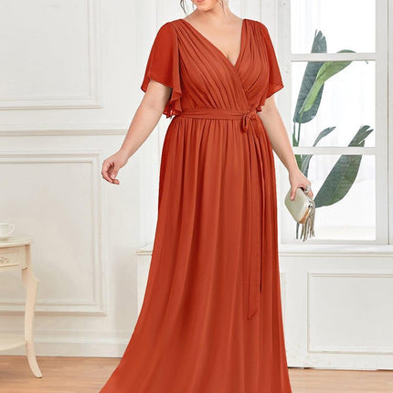 Natalia | A-Line V-Neck Flutter Sleeve Wedding Guest Dress