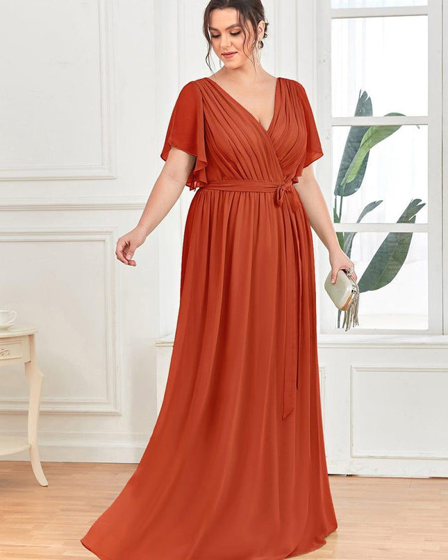 Natalia | A-Line V-Neck Flutter Sleeve Wedding Guest Dress