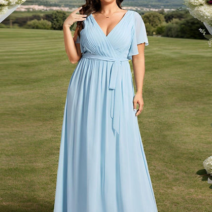 Natalia | A-Line V-Neck Flutter Sleeve Wedding Guest Dress