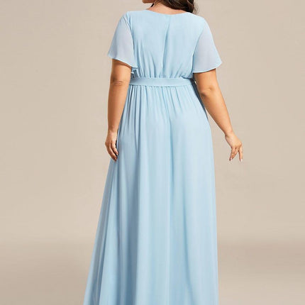 Natalia | A-Line V-Neck Flutter Sleeve Wedding Guest Dress