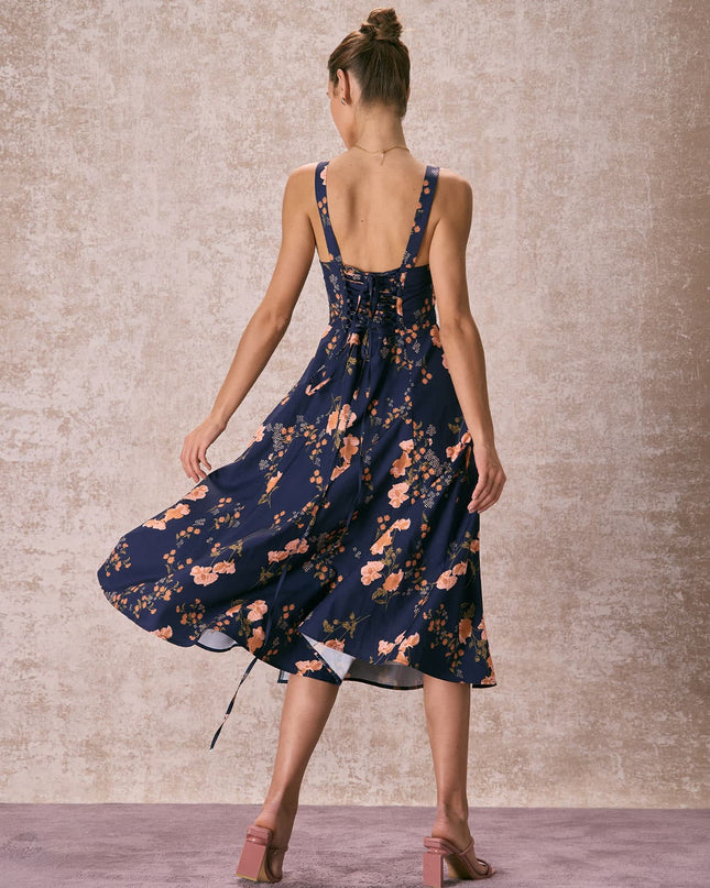 Natalia | Ruched Fit Floral Lace-Up Summer Dress