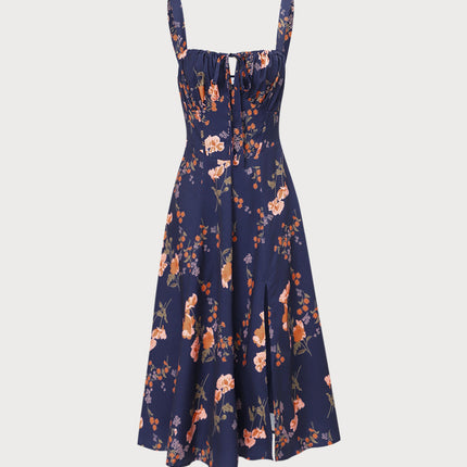 Natalia | Ruched Fit Floral Lace-Up Summer Dress
